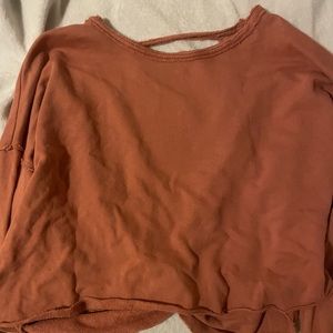 Aeries tie knot open back cropped sweatshirt